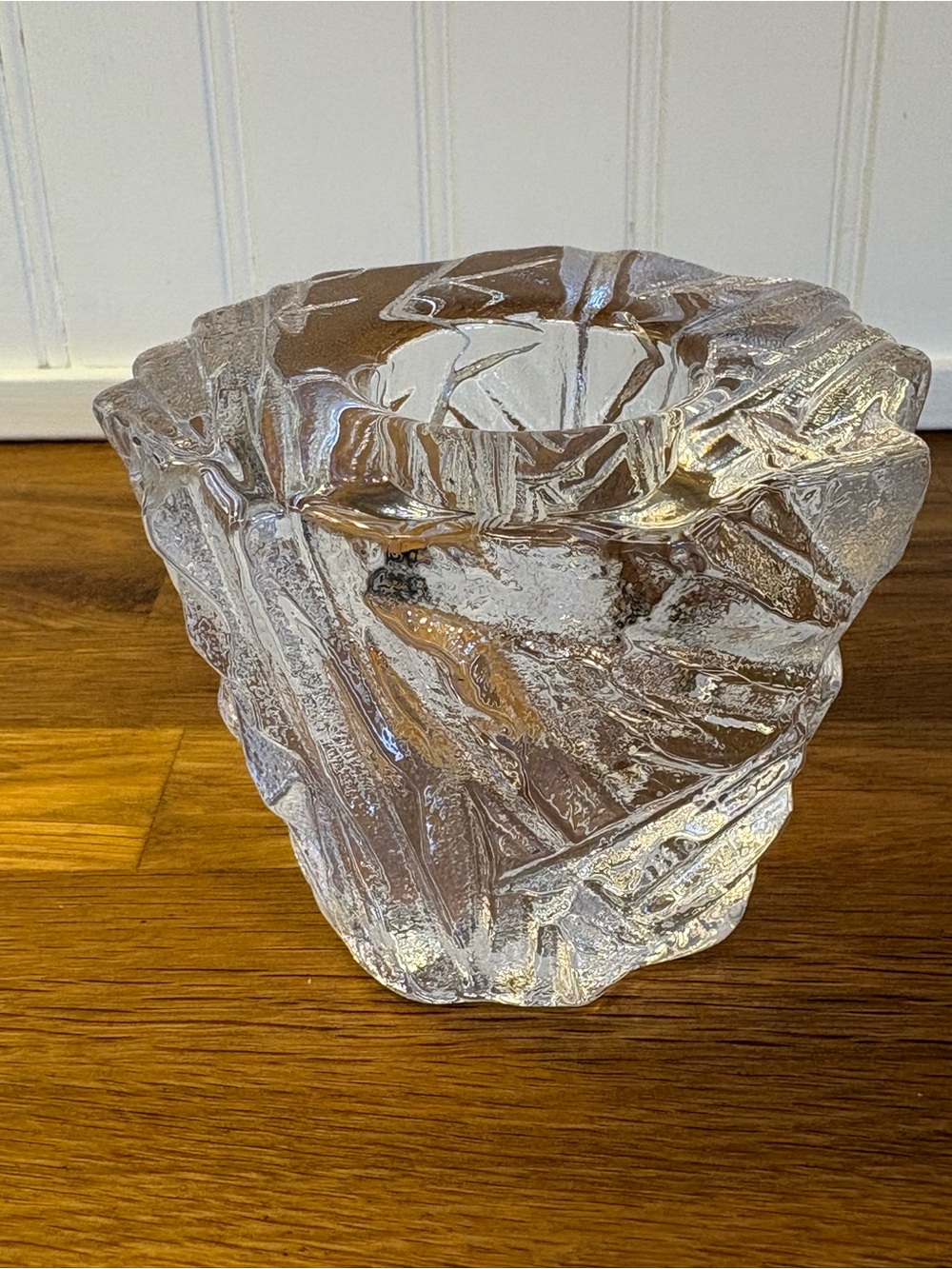 Orrefors Icy Clear Crystal Votive Candle Holder Martti Rytkonen